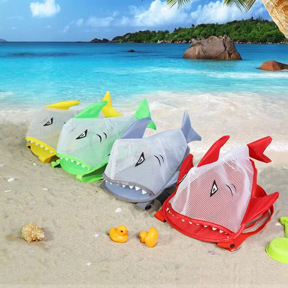 Borsa da spiaggia per bambini a prova di sabbia borsa da spiaggia per bambini con forme di granchio carino cartone animato Design in rete traspirante per la raccolta di conchiglie di giocattoli per bambini