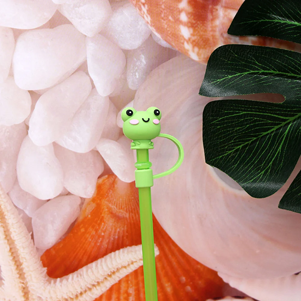 

18pcs Silicone Straw Covers Dust Plugs Reusable Tips Caps for Coffee Straws Fox Penguin Dinosaur Frogs Pig Dog Straw Protectors