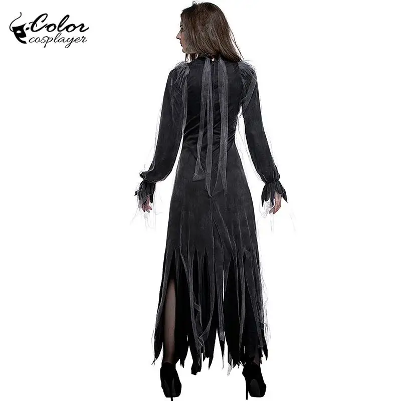 Color Cosplayer Ghost Bride Dresses Black Gothic Witch Cosplay Costume Halloween Carnival Demon Dress Up Adult Party Outfit