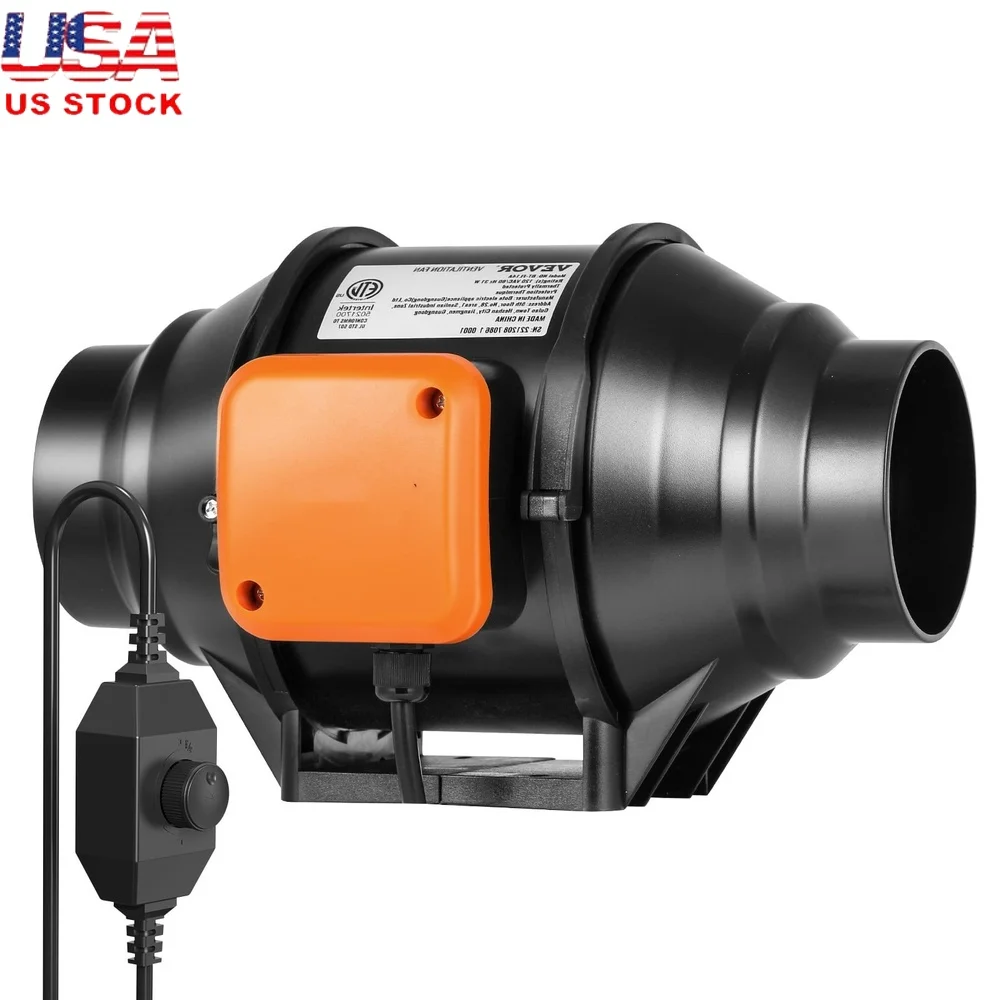 

4-дюймовый линейный канальный вентилятор, высокоэффективный вытяжной вентилятор переменного тока, тихая работа, регулируемая скорость, комплект вентиляции в помещении, полный комплект