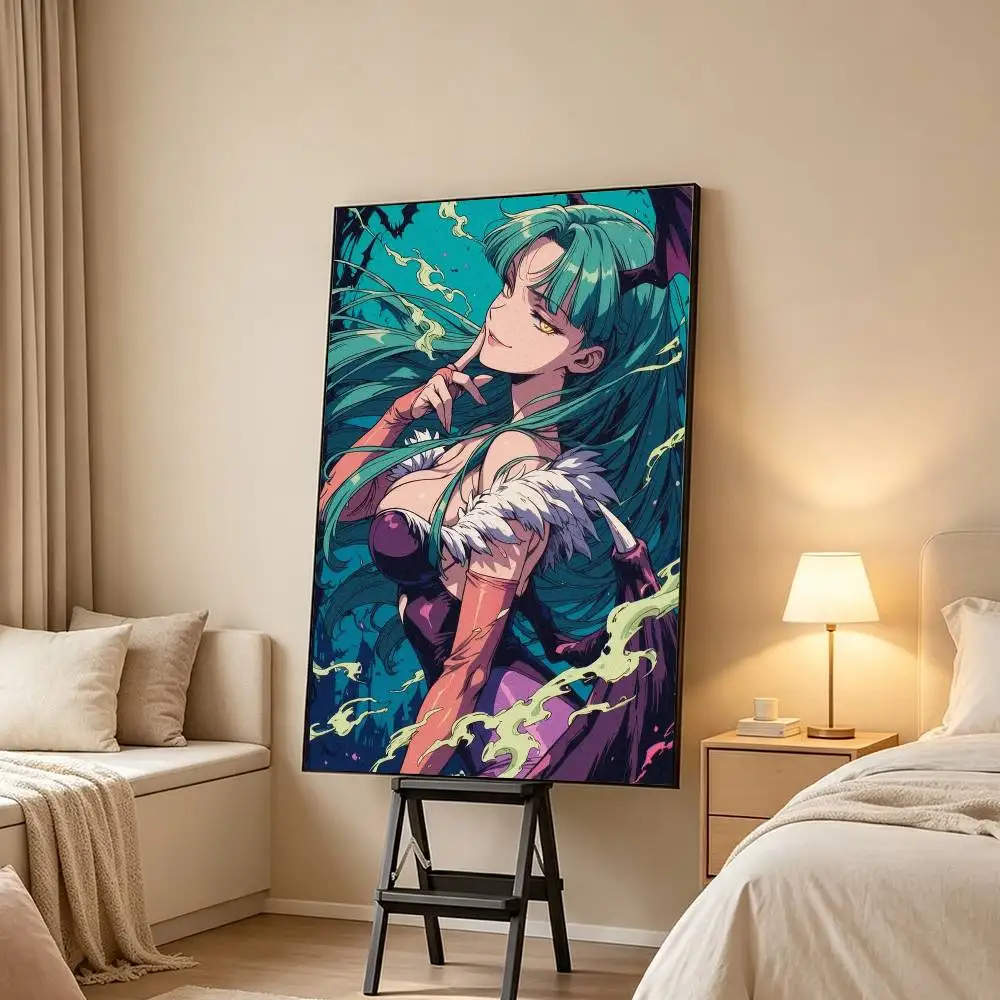 Darkstalkers Morrigan-N Aensland Poster Waterproof Wall Art Sticker For Bar Living Room Vintage Decor High Quality Print Gift