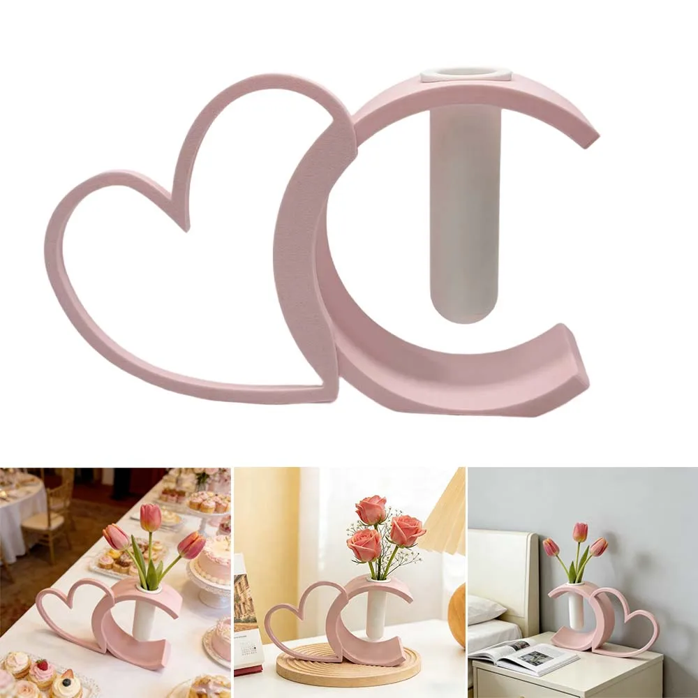 

Heart Shaped Hydroponic Plant Test Tube Vase with PLA Frame Creative Desktop Flower Vase Home Living Room Office Decoration Ваза