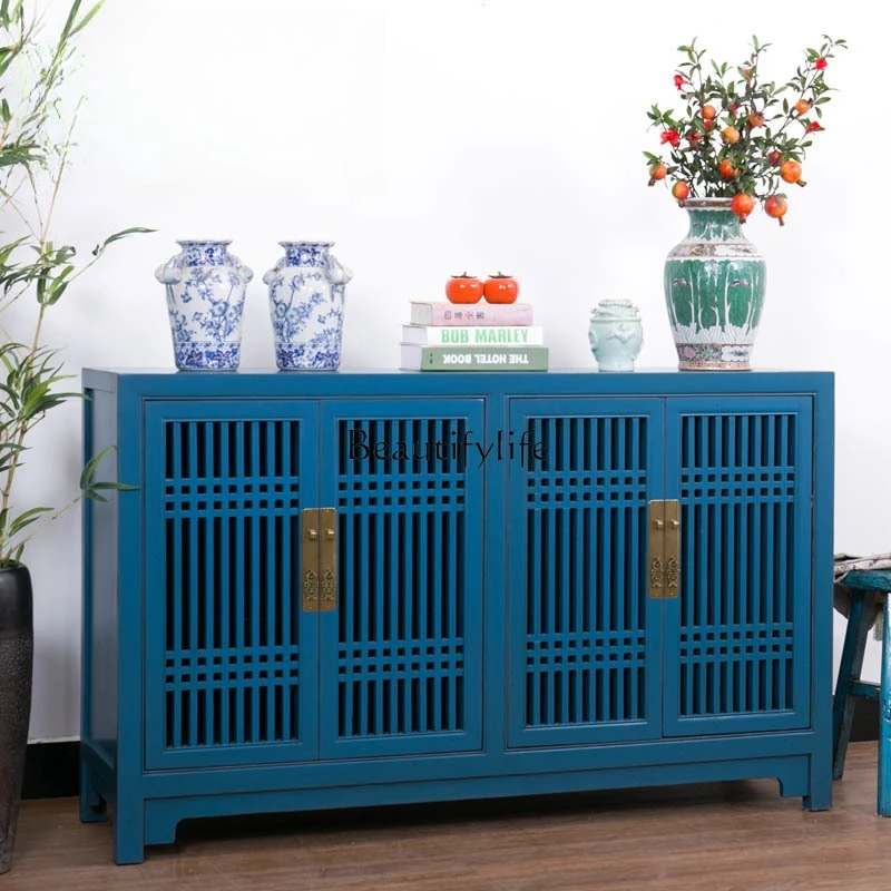 

New Chinese all-solid wood dining side cabinet retro simple storage tea cabinet