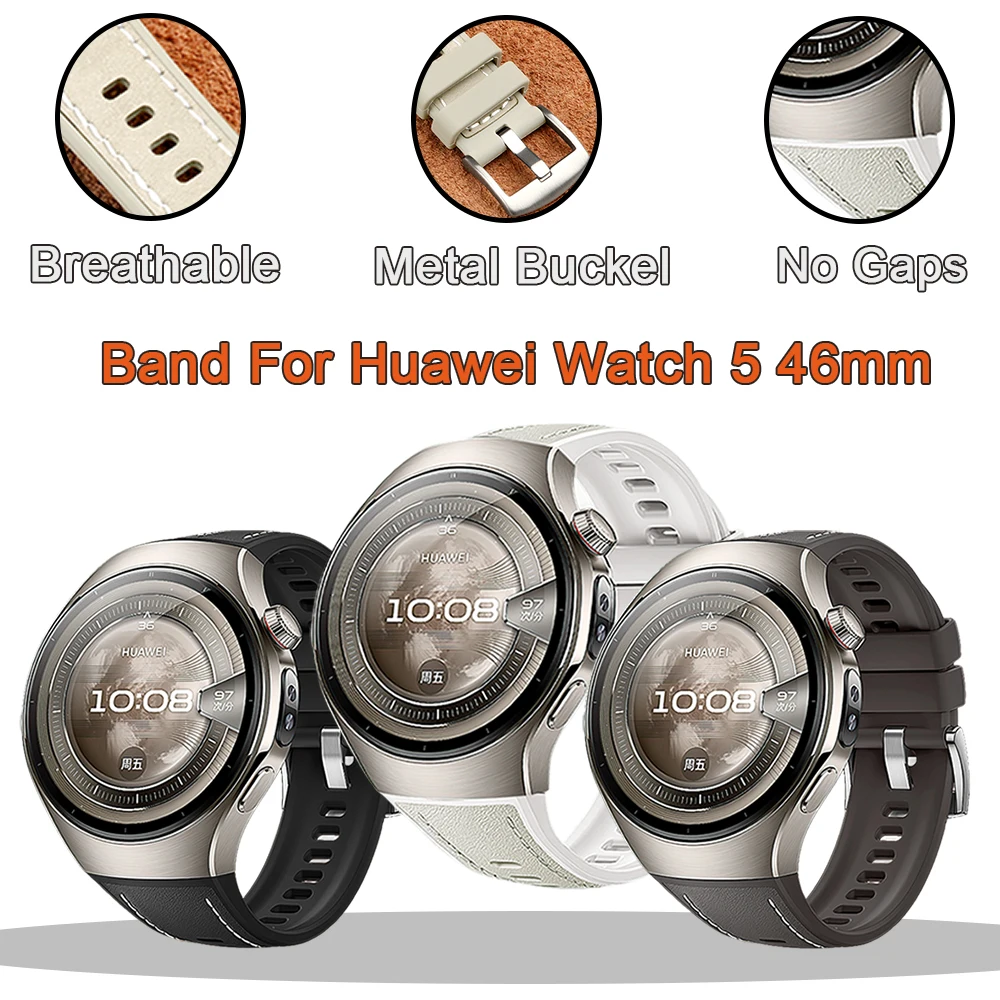 Cinturino in silicone per Huawei Watch 5 46mm No Gap Morbido e traspirante Uomo Donna Polsino per Huawei Watch 5 46mm Accessori cinturino