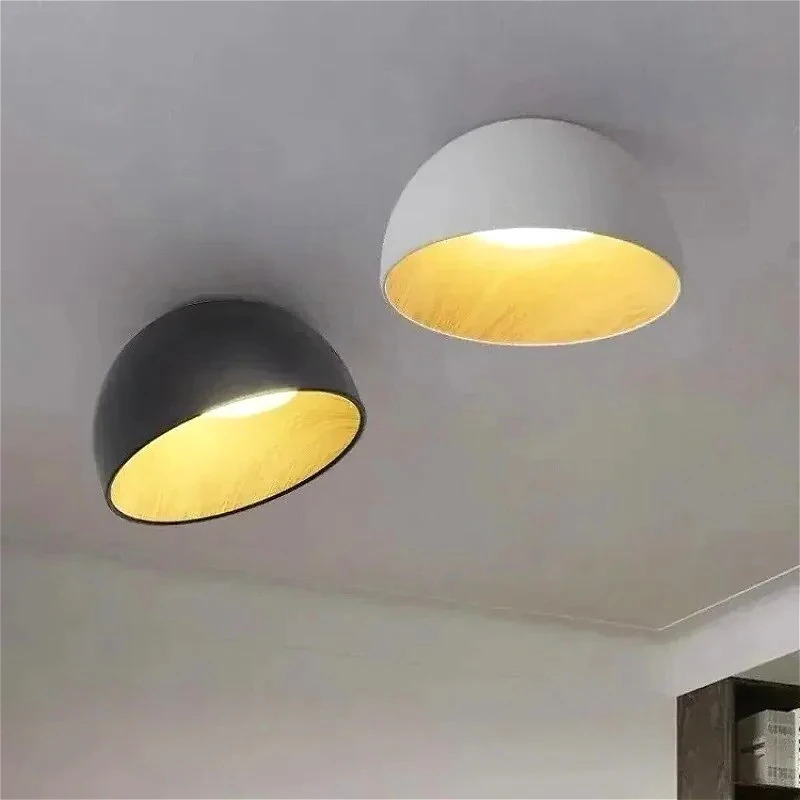 

Nordic Bedroom Ceiling Lamp Inclined Round Light Personality Minimalist Wood Grain Study Lamp Led Owner Modern Lighting