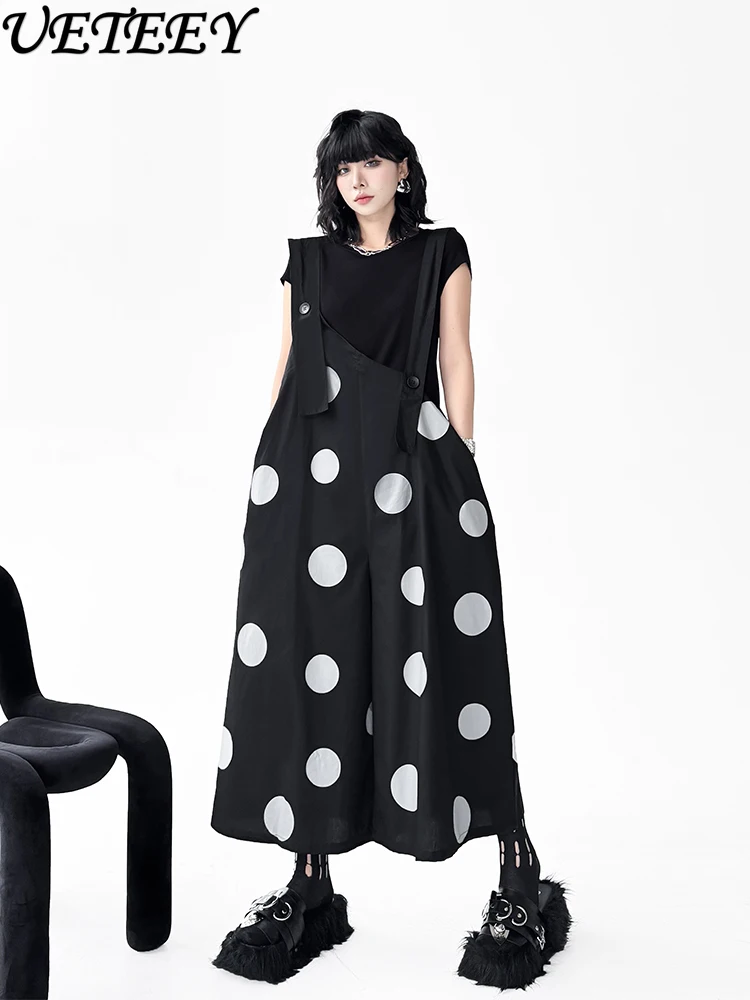 

Hong Kong Style Niche Design Polka Dot Printed Overalls 2025 Spring and Summer New Trousers Fashion Loose Wide-leg Pants