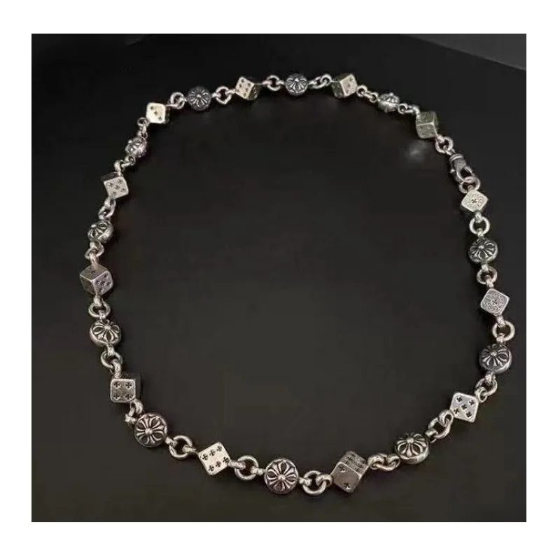 

Chaoxuan Luo Xin Dice Cross Thai Silver Retro Cross Flower Hip Hop Trend Male and Female Couples Necklace