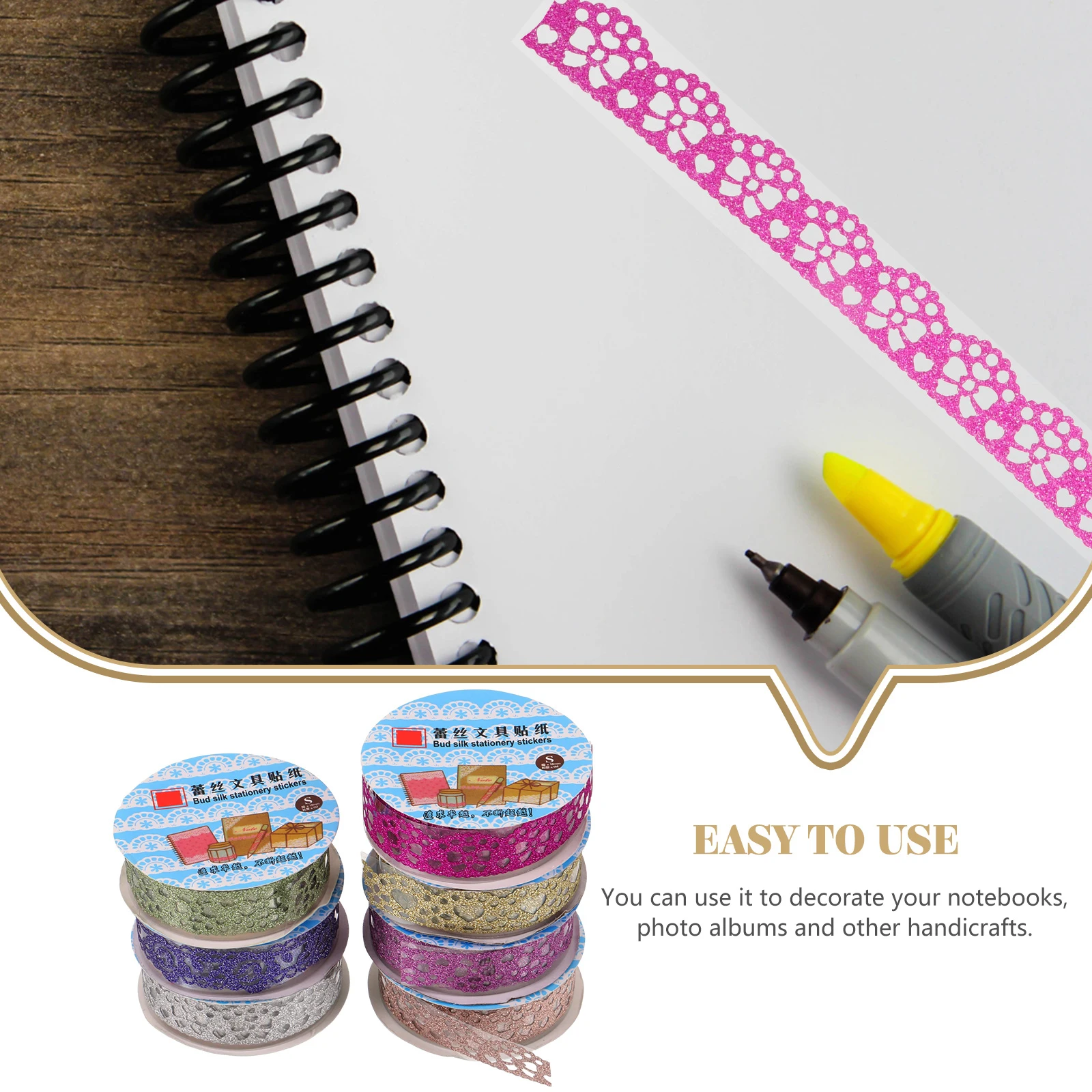 

7 Rolls Photo Album Decorative Lace Tape Self Adhesive Scrapbook Stickers Notebook Child Pet Washi Tape DIY Craft Supplies