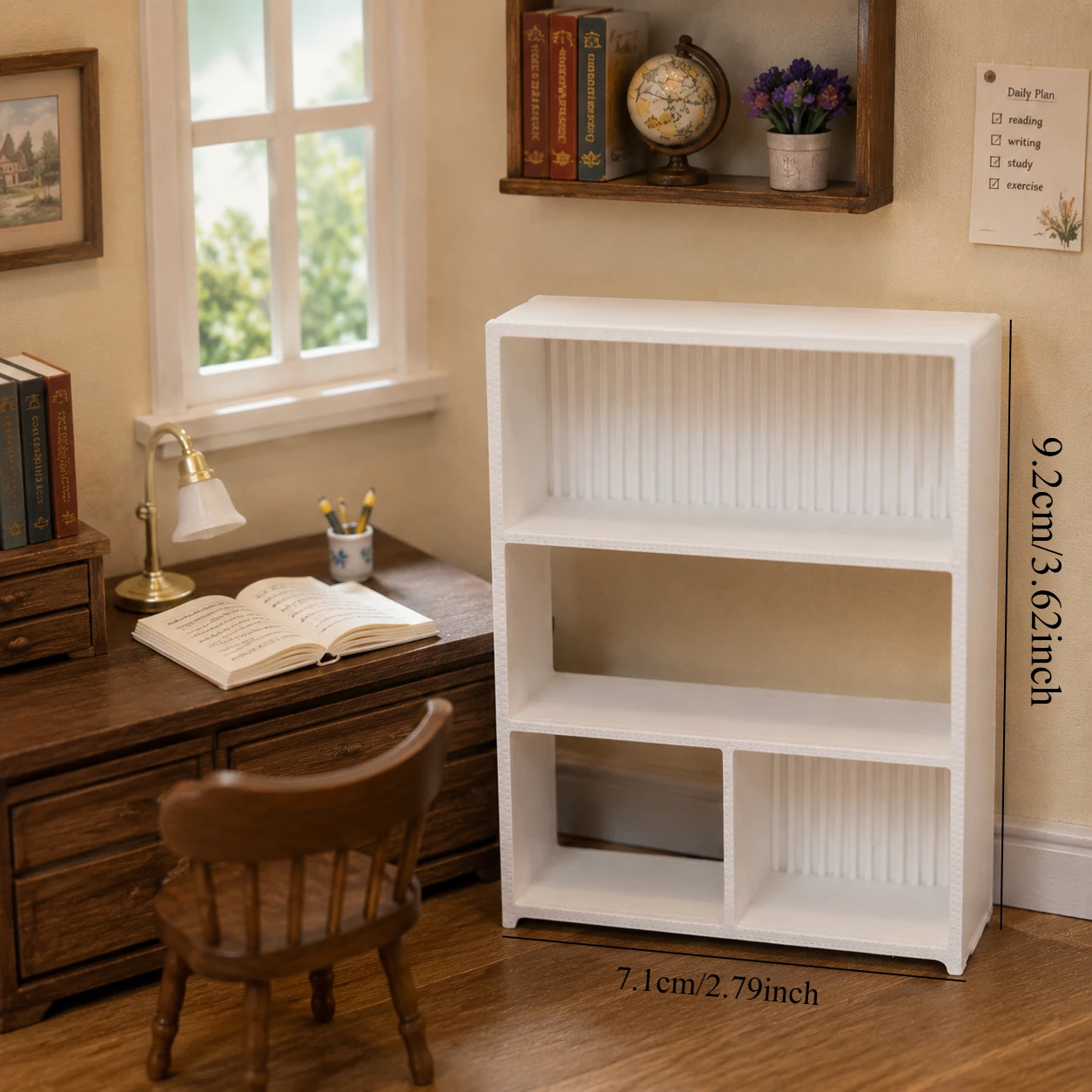 White Miniature Display Bookshelf, Multi Grid Storage Rack, Scene Layout Decor Stand for Tiny Collectibles, Mini Ornaments