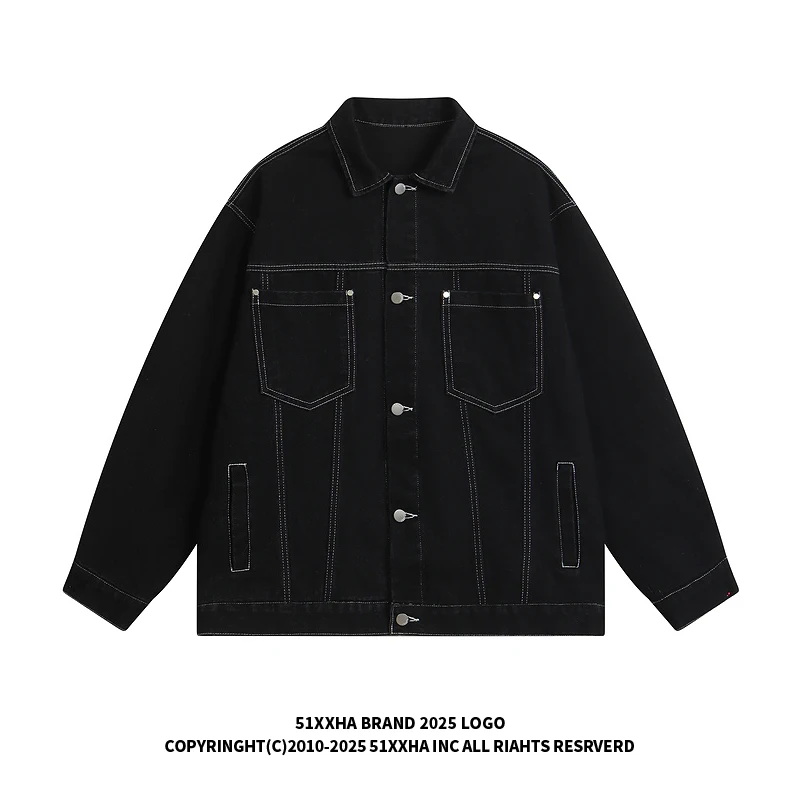 

5XXHA Oversize American Sle Vintage Denim Jaet for Men Loose Fit High Street Hip Hop Trendy Autumn Outerwear Coat