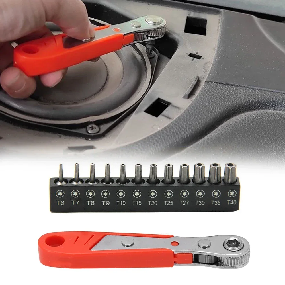 1pc Screwdriver With Torx Bits Set Ratchet Wrench With Hole T6-T40 Electric Screw Driver ScrewdriverHex Star Spanner Hand Tools﻿