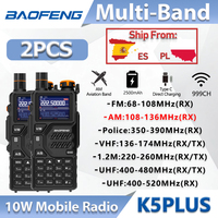 2PCS Baofeng K5PLUS AM/FM 10W Walkie Talkie Multi-Band 999CH 2500mAh long range Type-C Direct Charging Handheld Radio