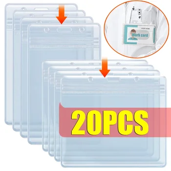 20-1PCS Verticale/Horizontale Doorzichtige Plastic ID-kaart Naam Badge Houder Dikke Transparante Kaart Mouw voor verpleegkundige Business Werkvergunning