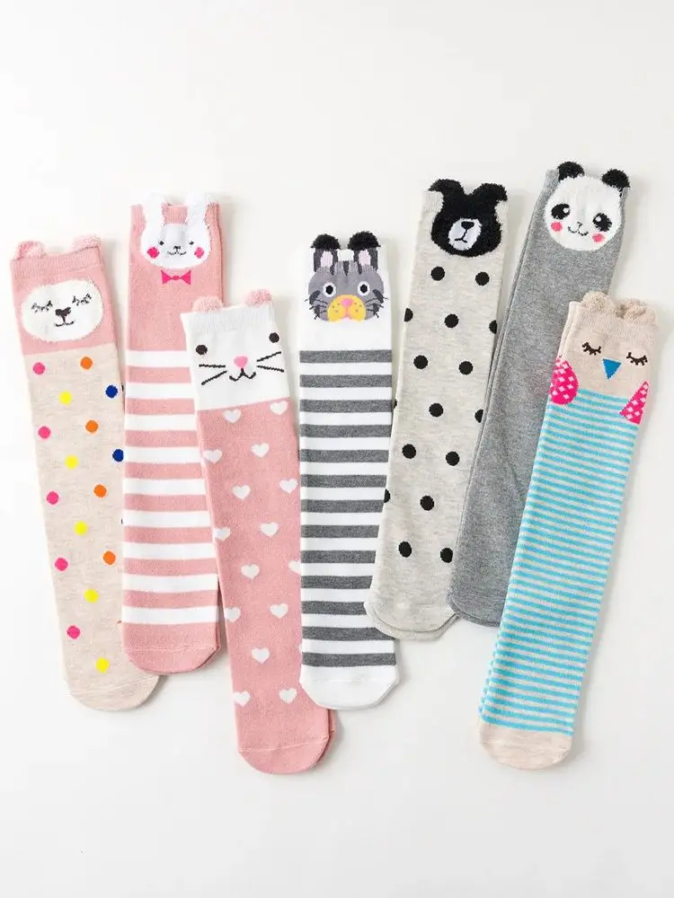 New Princess Girls Long Over Knee Socks Ribbon Letter Embroidery High Knee Socks for Kids Girls Cotton Warmer Colorful Stocking image 6