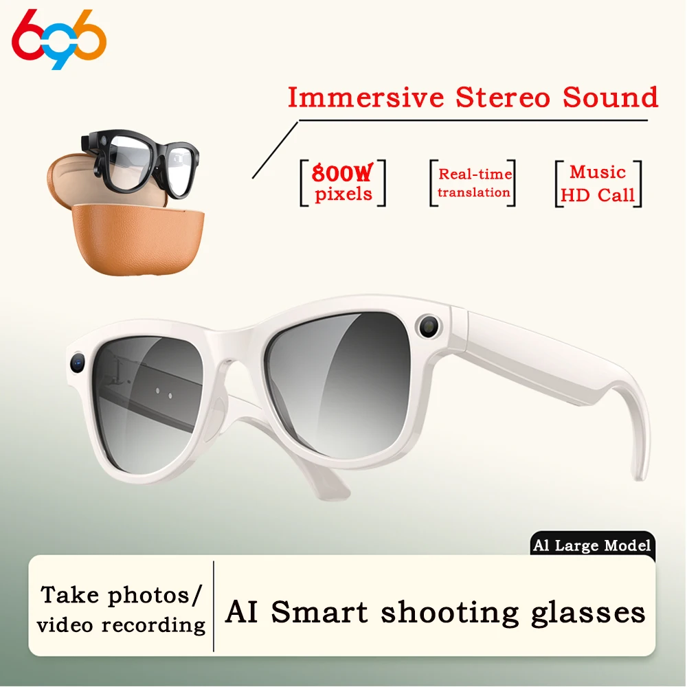 

2025 Smart Glasses 800W Pixel 4K HD Camera Take A Photo Video Recording Real-time Translation Blue Tooth Call Image Recognition