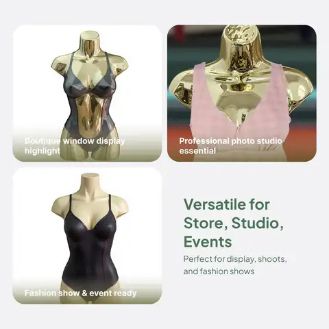 Maniquí de torso femenino para exhibición de ropa interior, ropa de baño y prendas de vestir en tiendas, ideal para exhibiciones de modistas y venta al por menor.