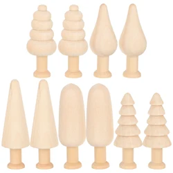 10pcs Criativo Madeira Artesanato Infantil Árvore De Madeira Madeira Em Branco Pintura Árvore Embrião Branco Pintura Estética Árvore Decoração Pingente