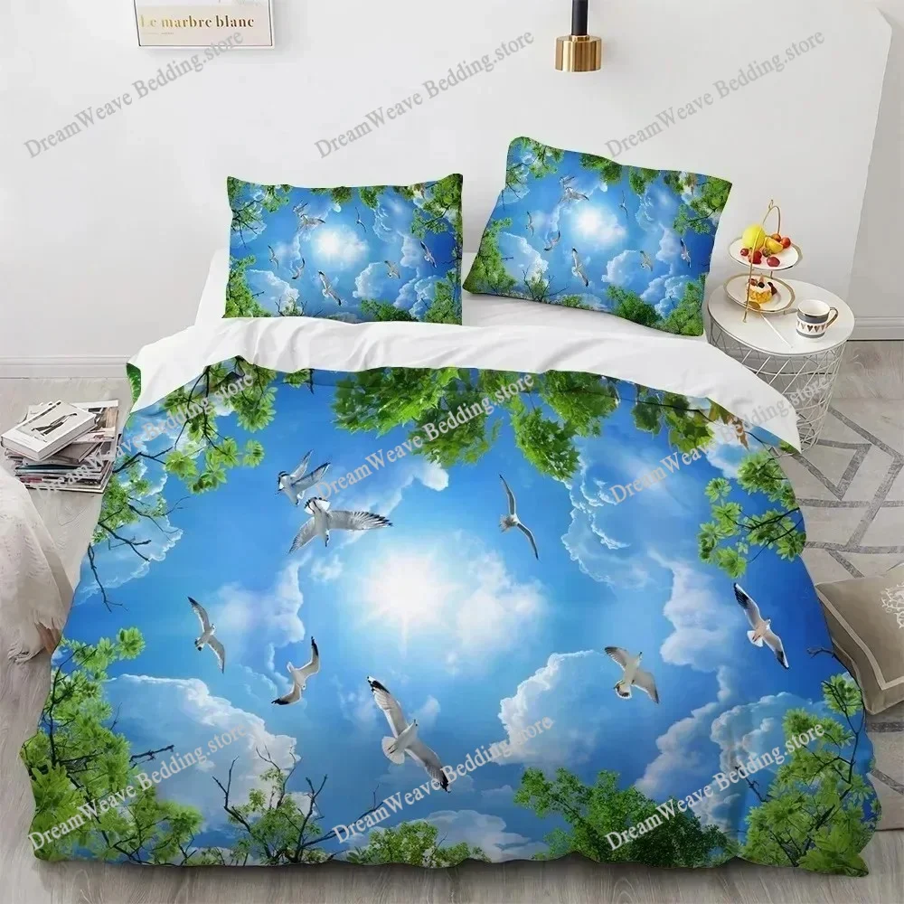 

Blue Sky Cloud Bedding Set Set King Queen Full Size for Kids Boys Girls Polyester Duvet Cover Comforter Fashion Quilt Cover