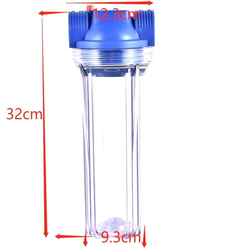 10-дюймовый очиститель воды с прозрачным фильтром для бутылок Предварительный фильтр Фильтрация трубопровода 1/2 "3/4 "1" с выпускным клапаном Аксессуары для очистителя воды