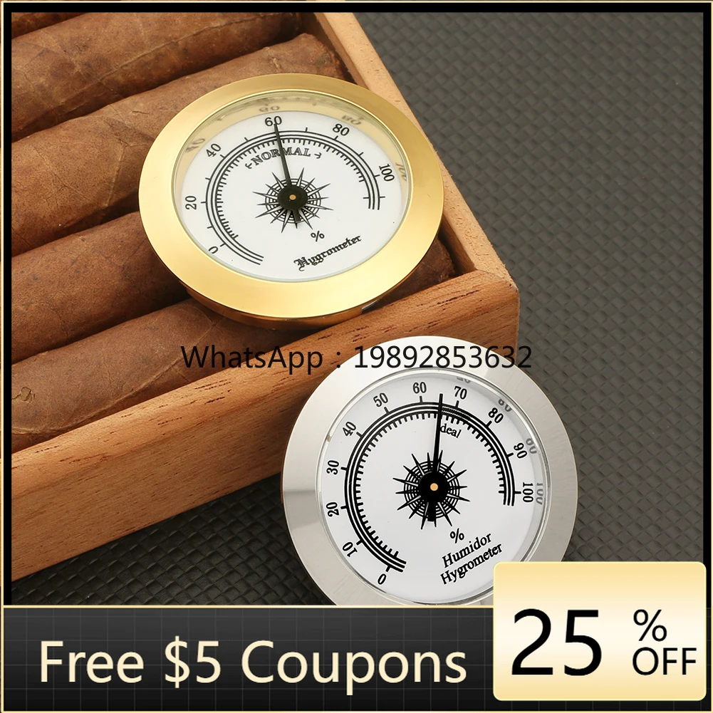 Round Precision Humidor Cigar Hygrometer Mini Portable Mechanical Accurate Humidor Hygrometer Humidity Gauge Cigars Accessories