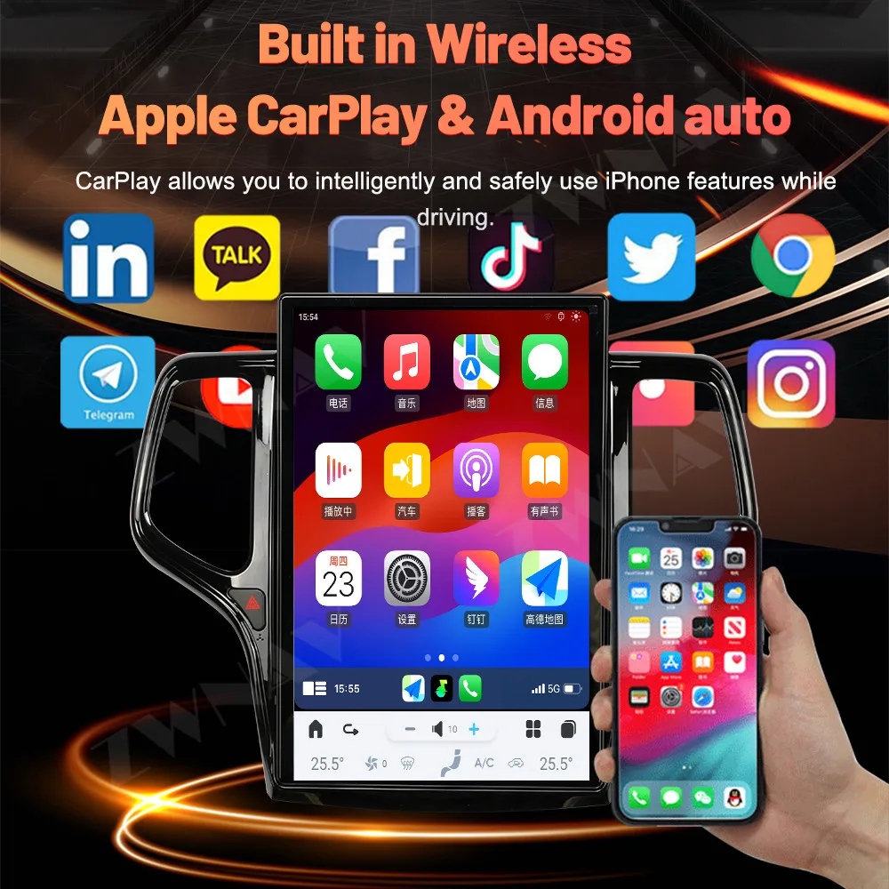14.4 Inch Android 128GB Car Radio For Jeep Grand Cherokee 2014++ NA Version Car Gps Navigation Device Carplay Multimedia Unit
