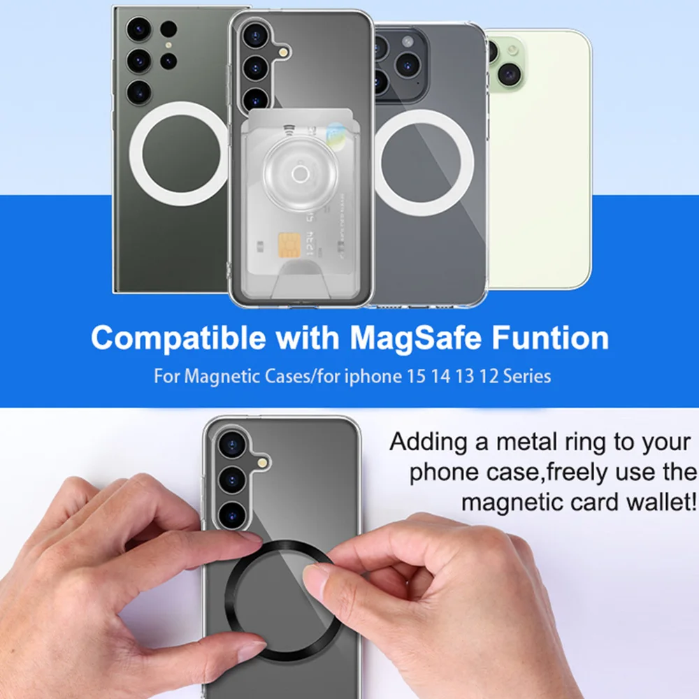 Grippopso For MagSafe Wallet Magentic Phone Card Grip Holder, 2 w 1 Wallet For iPhone 15 Pro Max 14 13 Or Samsung Stand — zdjęcie 6