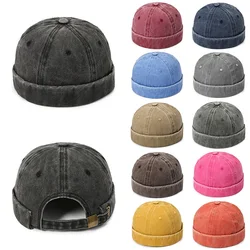 Boné Denim Docker ajustável para homens e mulheres, chapéu sem aba, solidéu, gorro de marinheiro, balde, pai, moda