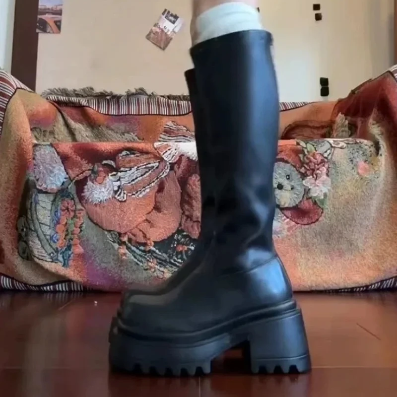 

2025 New Fashion Platform Boots Black Women Boot Women Shoes Thin Thick-soled Knee-high Knight Boots for Women Thigh High Boots