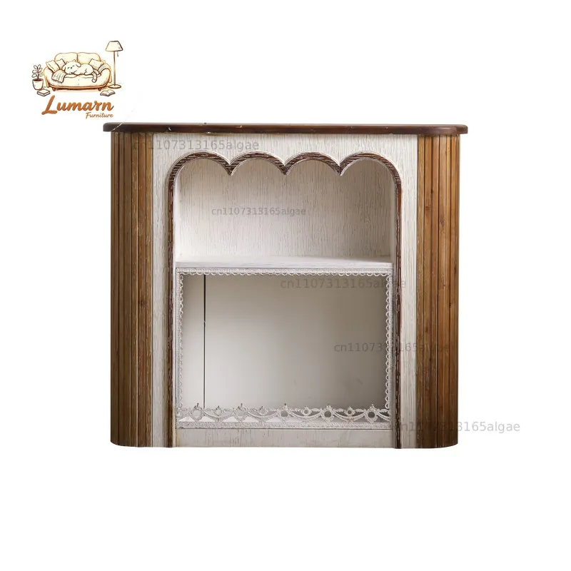 French mantel living room decoration anti-real stove heating against the wall household solid wood retro villa hall front cabin