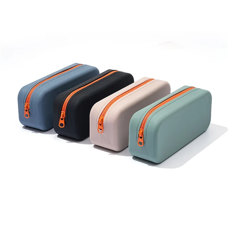 

Cross-border New Product Silicone Soft Gel Pen Case Pencil Case Creative Stationery Box Ins Simple Solid Color Pen Case