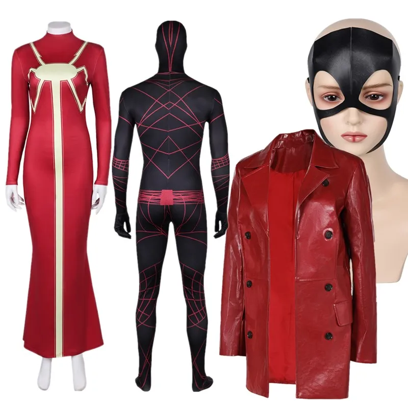 Ezekiel TV تأثيري سيمز زي مدام فانتازيا معطف الويب بذلة جوليا كورنوال قناع ملابس هالوين كرنفال بدلة تنكرية