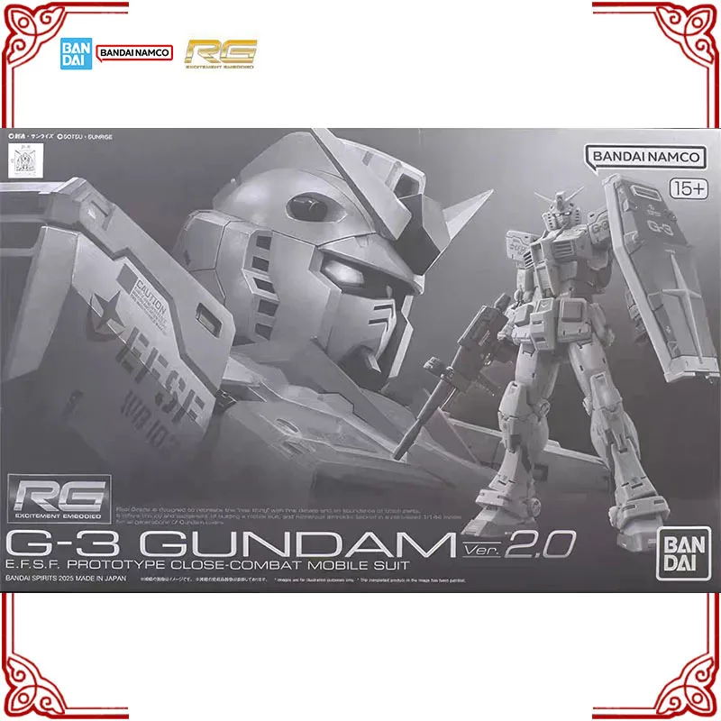 En Stock, Kit de modelo Bandai Gundam genuino RG G3 Gundam Ver 2,0, colección de figuras de acción de Anime, juguetes de modelos de ensamblaje, regalos de cumpleaños