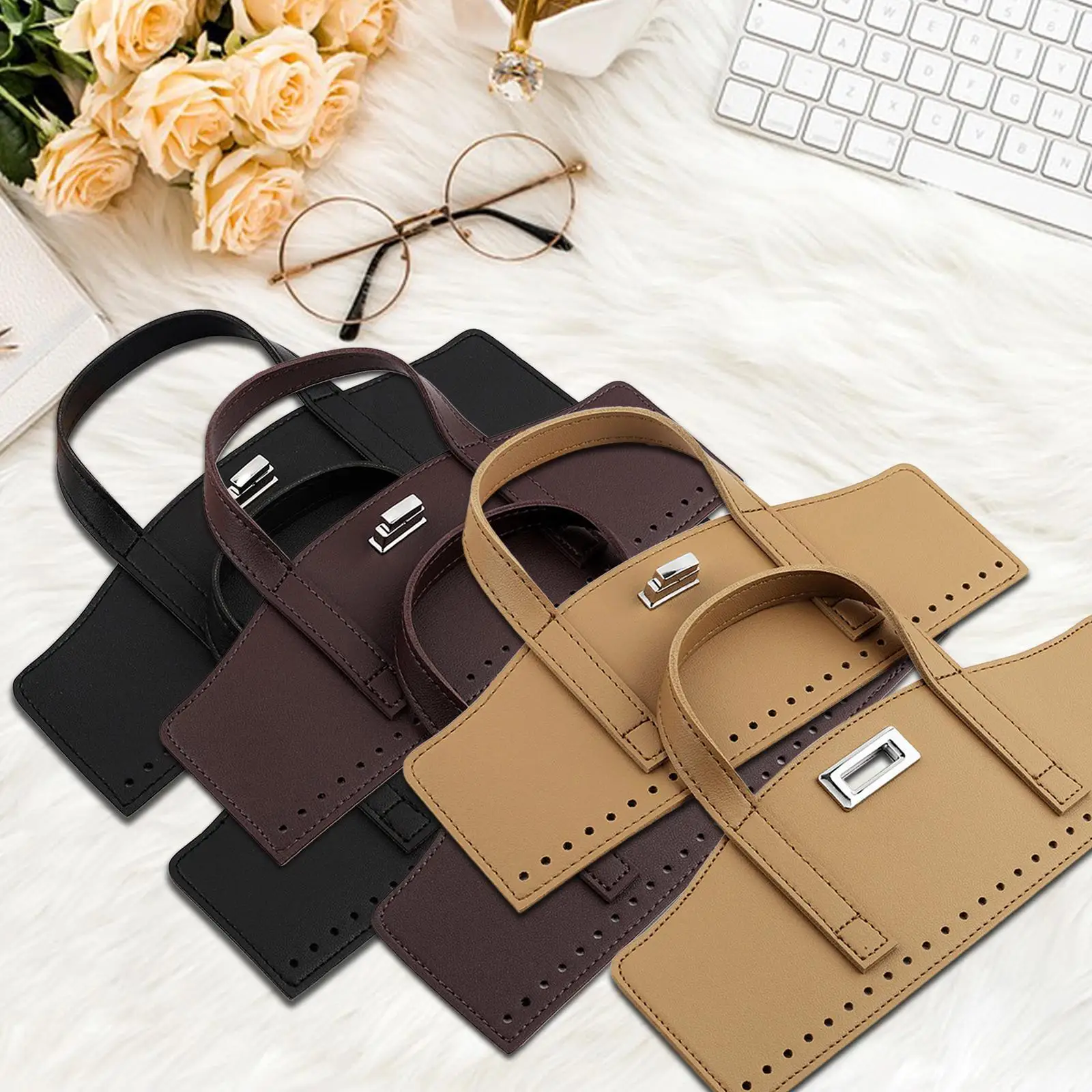 

PU Leather Bag Straps with Turn Lock Clasp Bag Accessories Handbag Handles