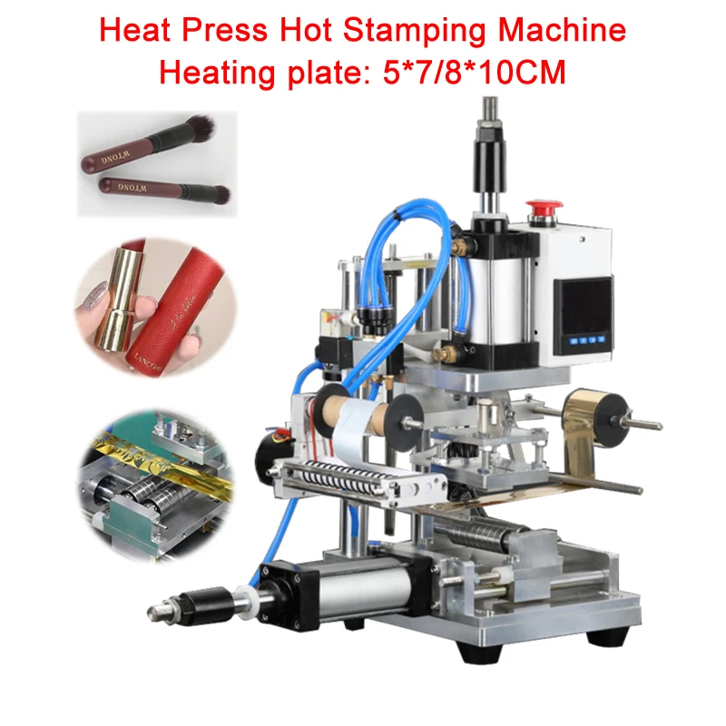Heat Press Hot Stamping Machine pneumatic Embossing Machine Cylindrical bronzing machine for Lipstick tube pen curved surface
