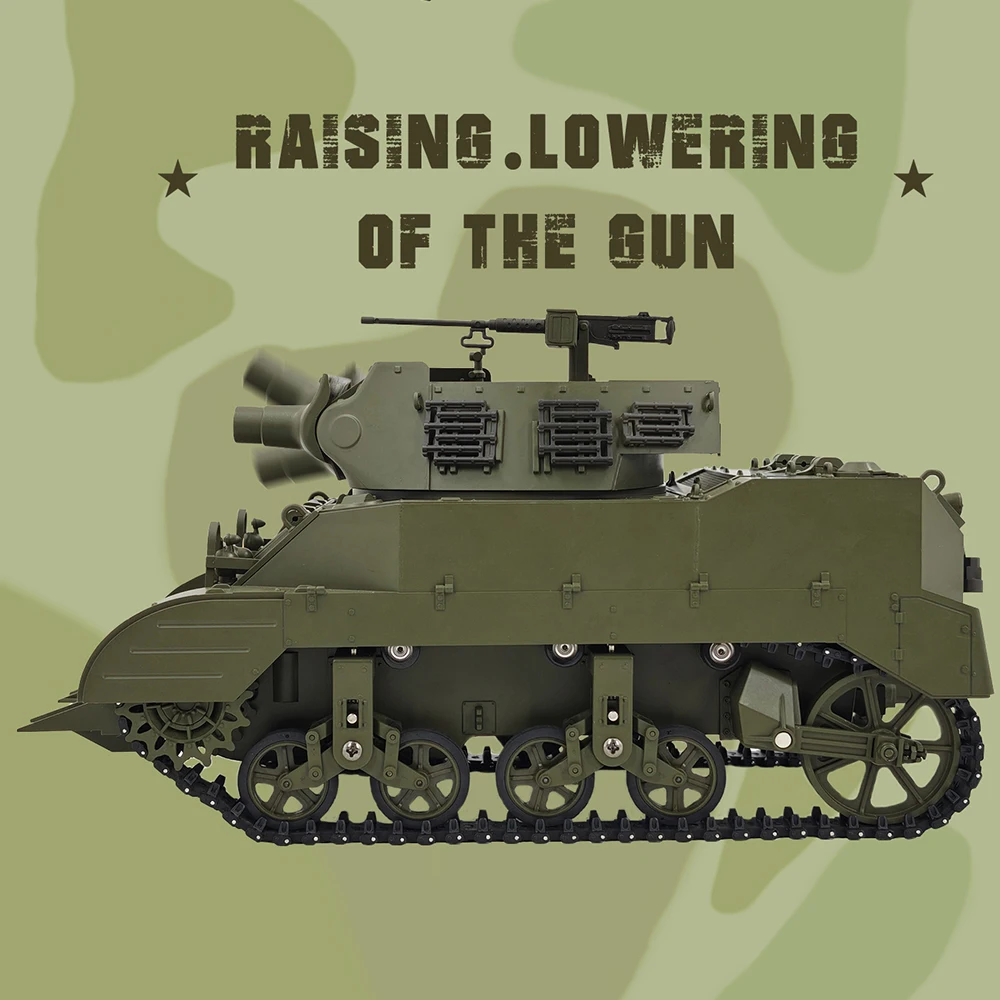 Coolbank G2079 Maßstab 1:16, US M8 RC Panzer, selbstfahrendes Haubitze-Modell, Spielzeug mit Rauch-Turm-Rotation 360 °   Modellpanzer für Erwachsene und Kinder