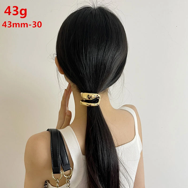 European and American style simple U-shaped alloy ponytail headband high elastic rubber band hairband low ponytail hairband fema