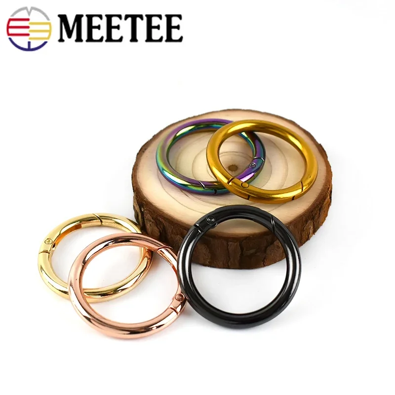 20pcs Meetee 10-50mm Metal Spring O Ring Openable Round Snap Hook for Bag Strap Keychain Pendant DIY Sewing Accessories