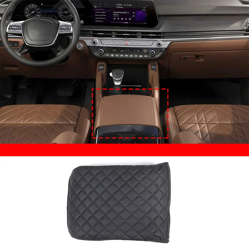 

For Kia Telluride 2020-2024 Plaid leather Car center console armrest box protective cover interior accessories