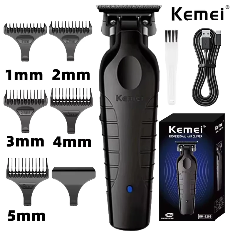 Kemei KM-2299 USB شحن سريع كليبرز ماكينة حلاقة 1200MA قابلة للشحن اللاسلكي الشعر المتقلب مقص الشعر الكهربائية