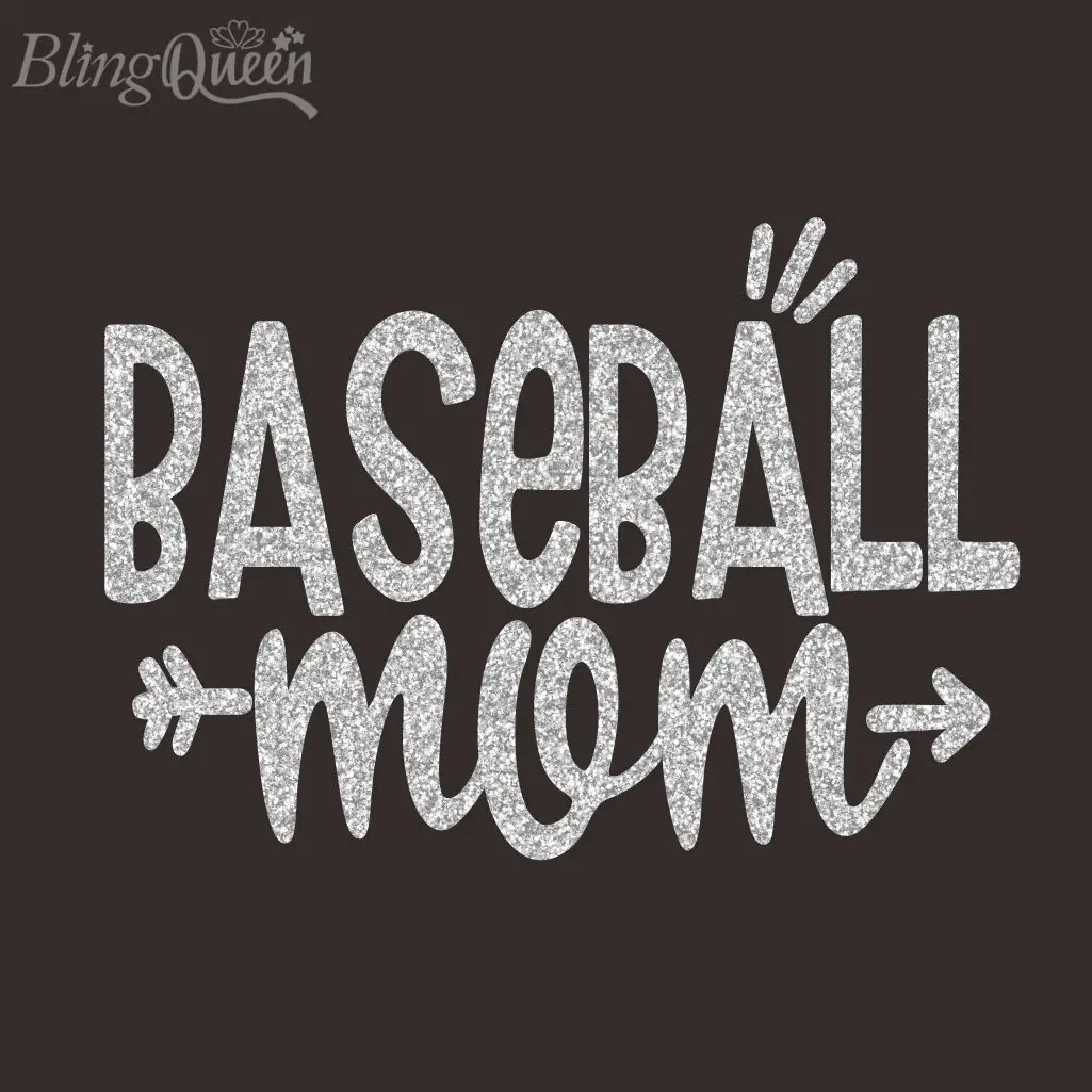 

BlingQueen-Iron On Hot Fix Motifs, Glitter Vinyl Transfers, Baseball Mom Design, Colors and Sizes can be customized, 12PCS/LOT