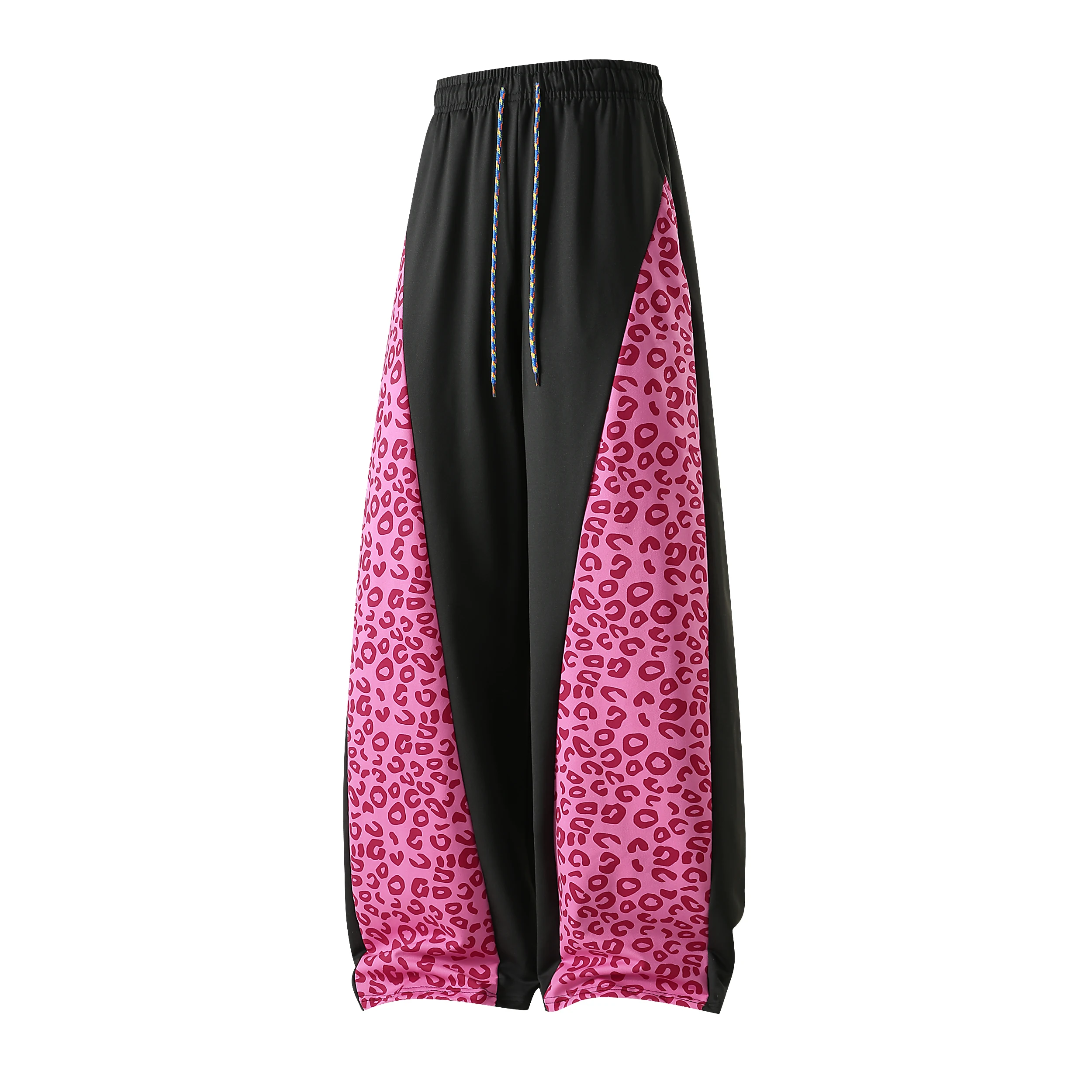 Women Leopard Print Patchwork Wide Leg Pants Harajuku Vintage Loose Baggy Trousers Casual Streetwear Long Bottoms with Pockets