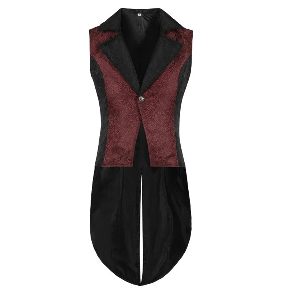 

One Breasted Victorian Sleeveless Outerwear Tailcoat Cosplay Prom Costumes Gilet Men Medieval Jacquard Steampunk Gothic Vest