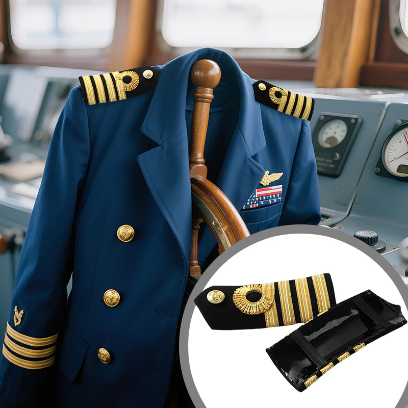 British Military Uniform Epaulette Gold Epaulets Bullion Braid Navy Captain Chief Enginer Officer Costume Gift Shoulder badges