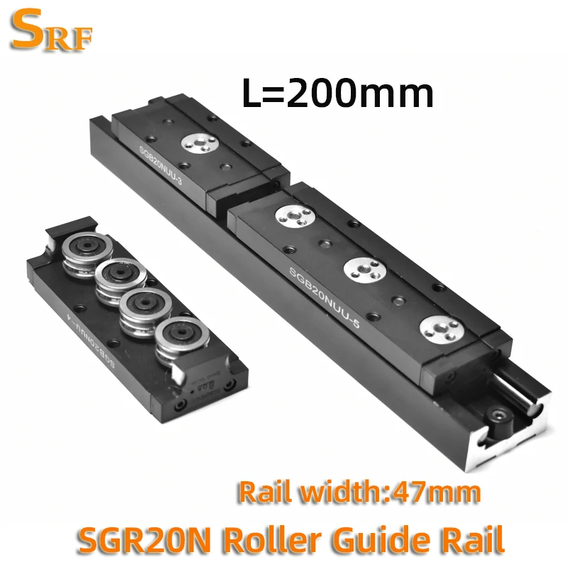 1pcs Double Axis Roller Linear Guide SGR20N L=200mm +1pcs Linear Rail Slide Block SGB20N for CNC part