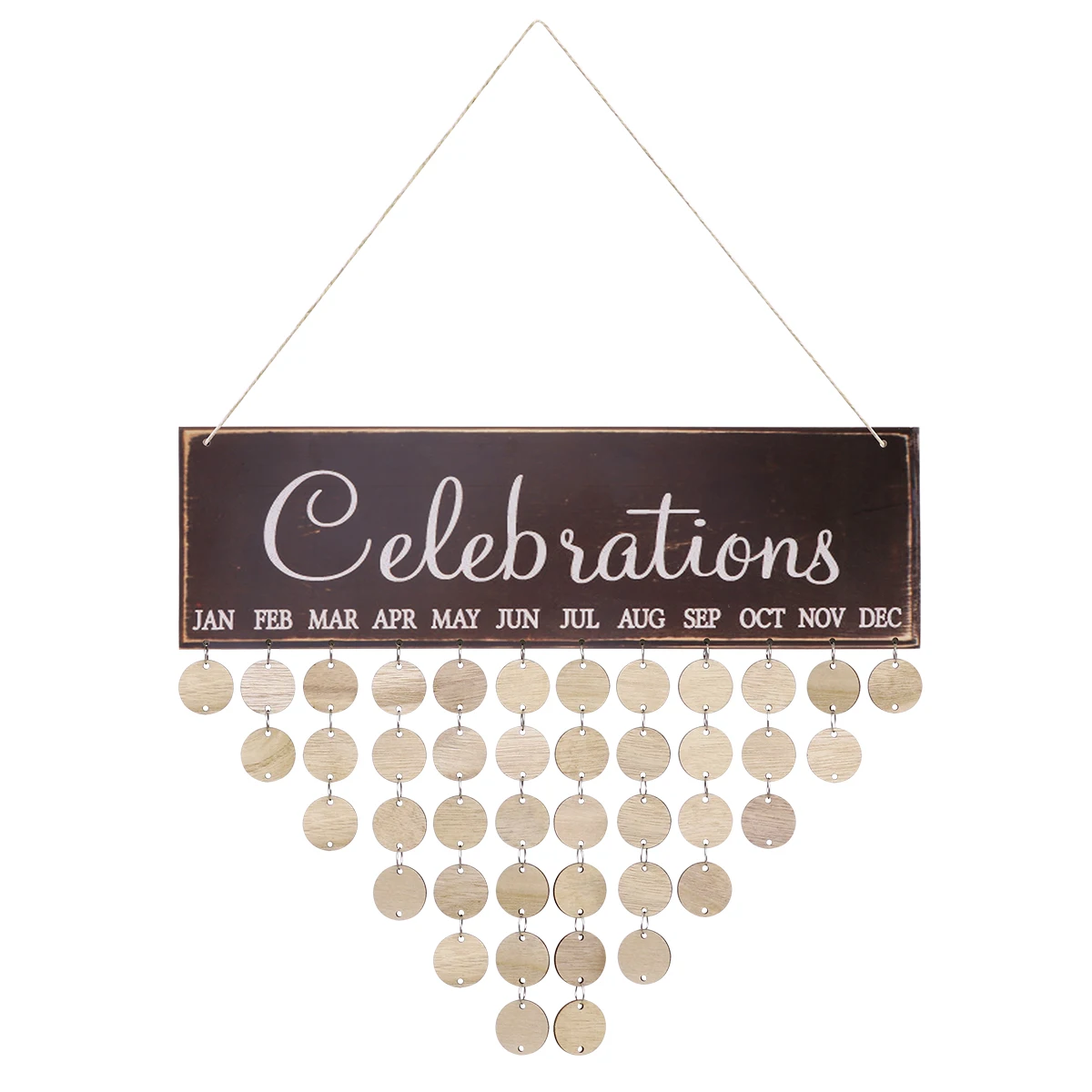

16X4.7Inch Family Birthday Calendar Reminder Colorful Wooden Hanging Board Wall Decor Easy Assembly Celebrations Print Wall