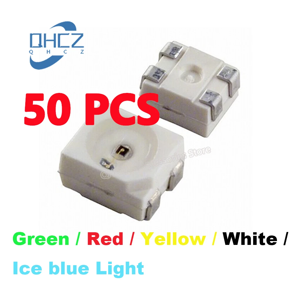 50pcs 3528 LED SMD PLCC-4 Blue light Green light Red/ Yellow/ White Light Four-Pin light-emitting diode lamp beads