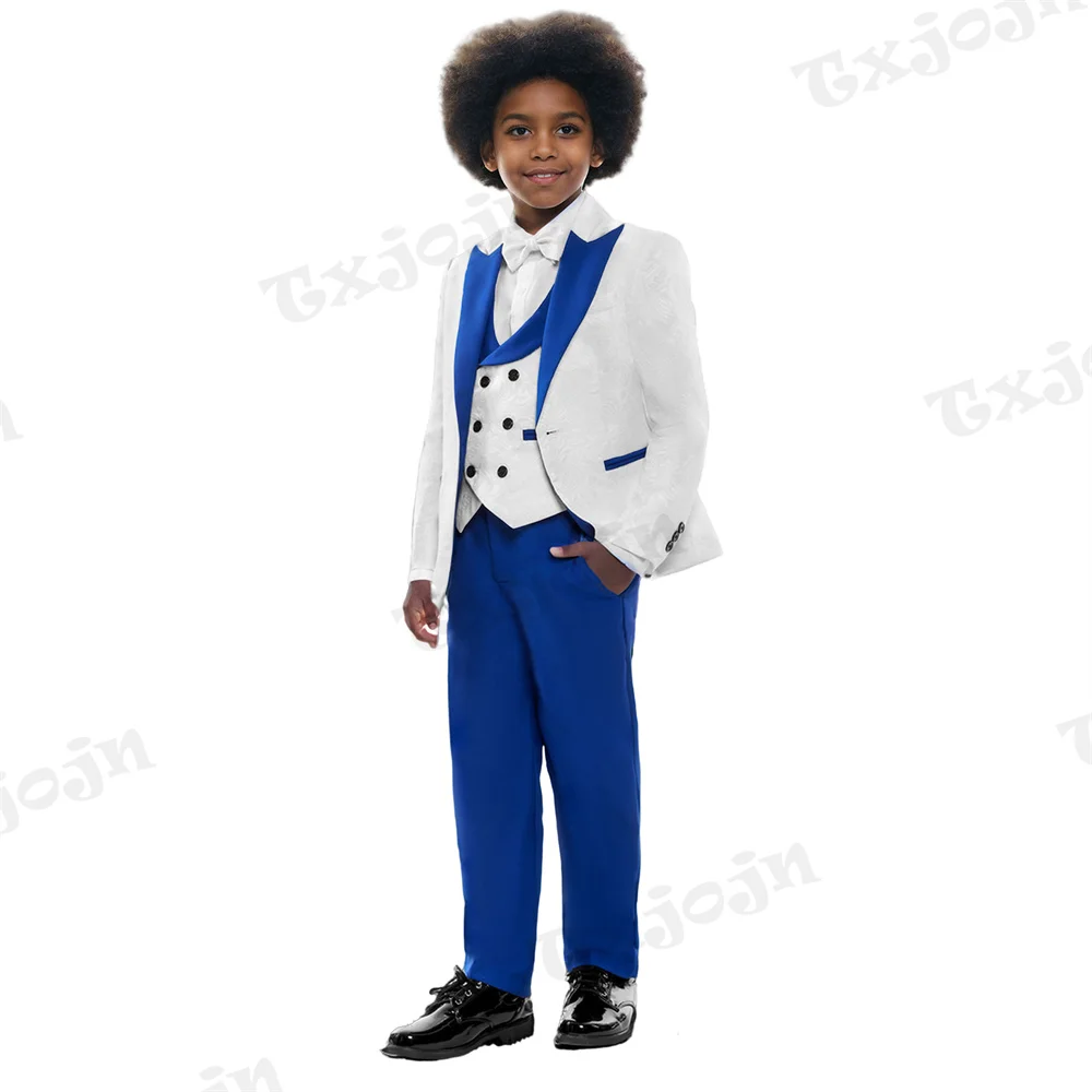 Hot Sale Royal Blue Child Suit Set 4 Pieces For Piano Performance Elegant Boys Regular Fit Dresswear Suits Birthday Party