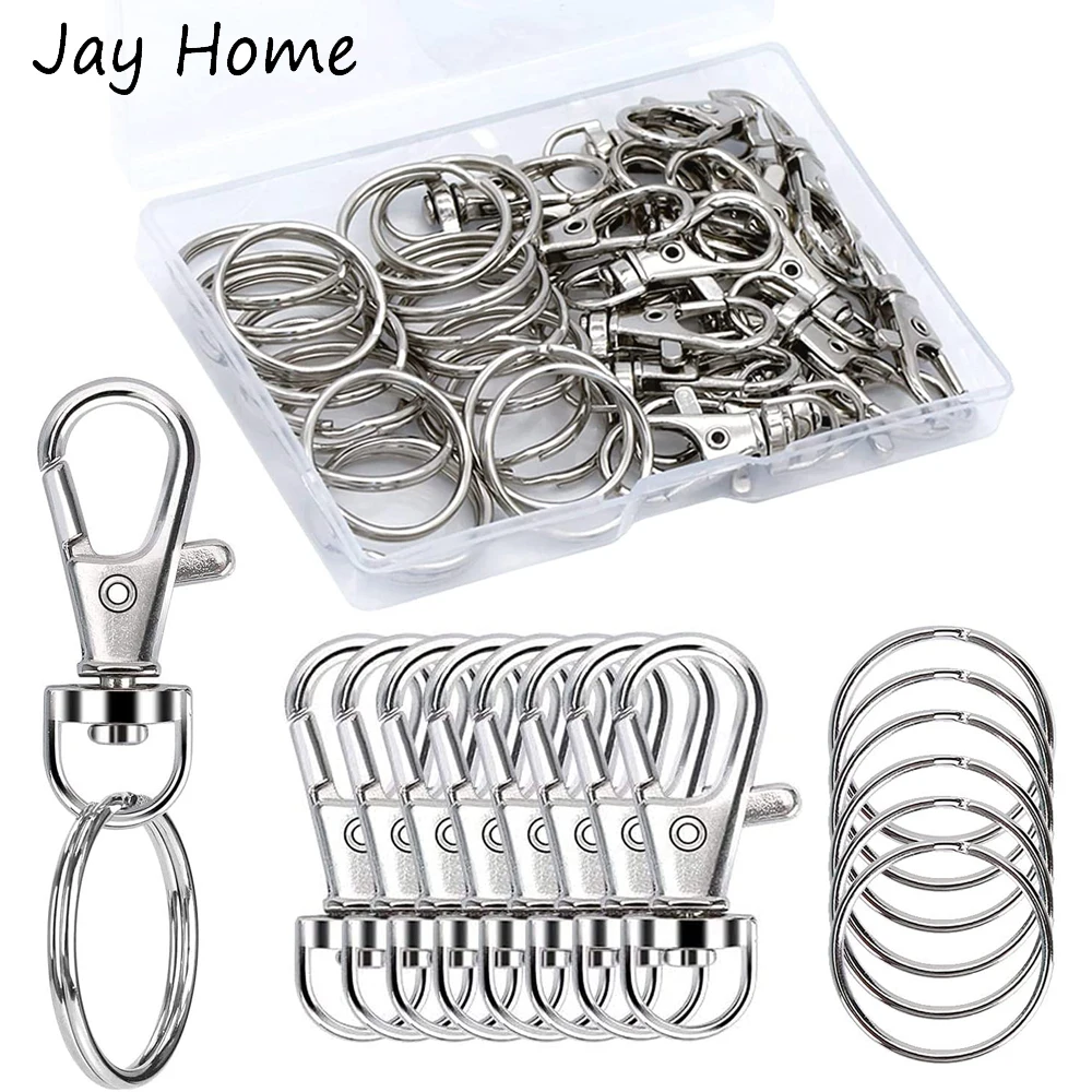

20pcs Swivel Snap Hooks with Key Rings 10 Small Lobster Claw Clasp Swivel Hook and 10 Key Rings with Storage Box for Art Crafts