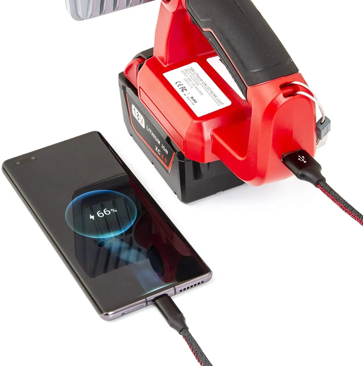 Imagem -03 - Polegada para Milwaukee M18 18v Bateria Li-ion Pistola Portátil Lâmpada Led Lanterna Luz de Trabalho ao ar Livre com Alta Qualidade 18w 2000lm