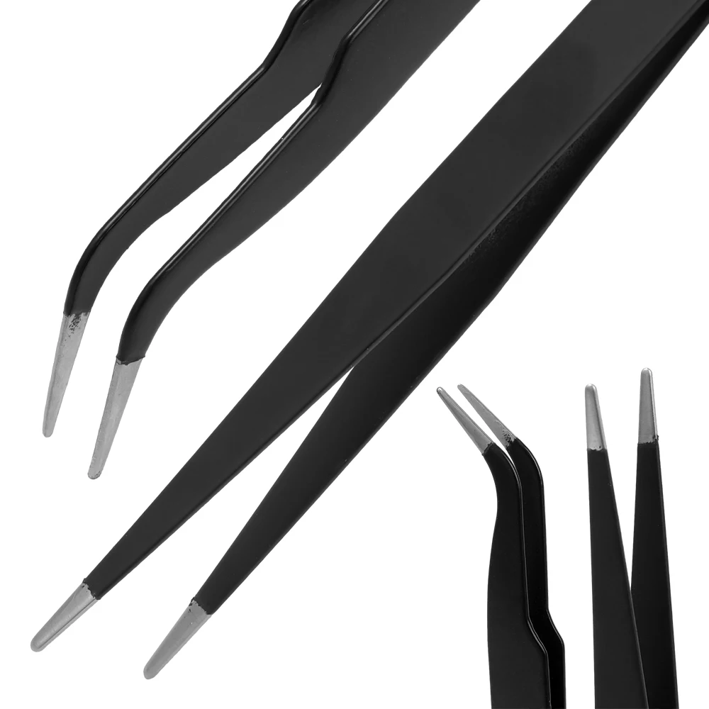 1-10PCS Stainless Steel Curved Straight Eyebrow False Eyelash Tweezers Nail Art Extension Makeup Tool Eeyelashes Tweezers Beauty